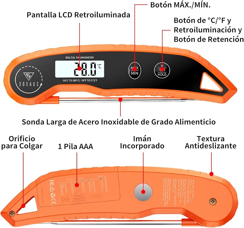 Termómetro Cocina mit pantalla retroiluminada (Naranja) — foto 8 de 8