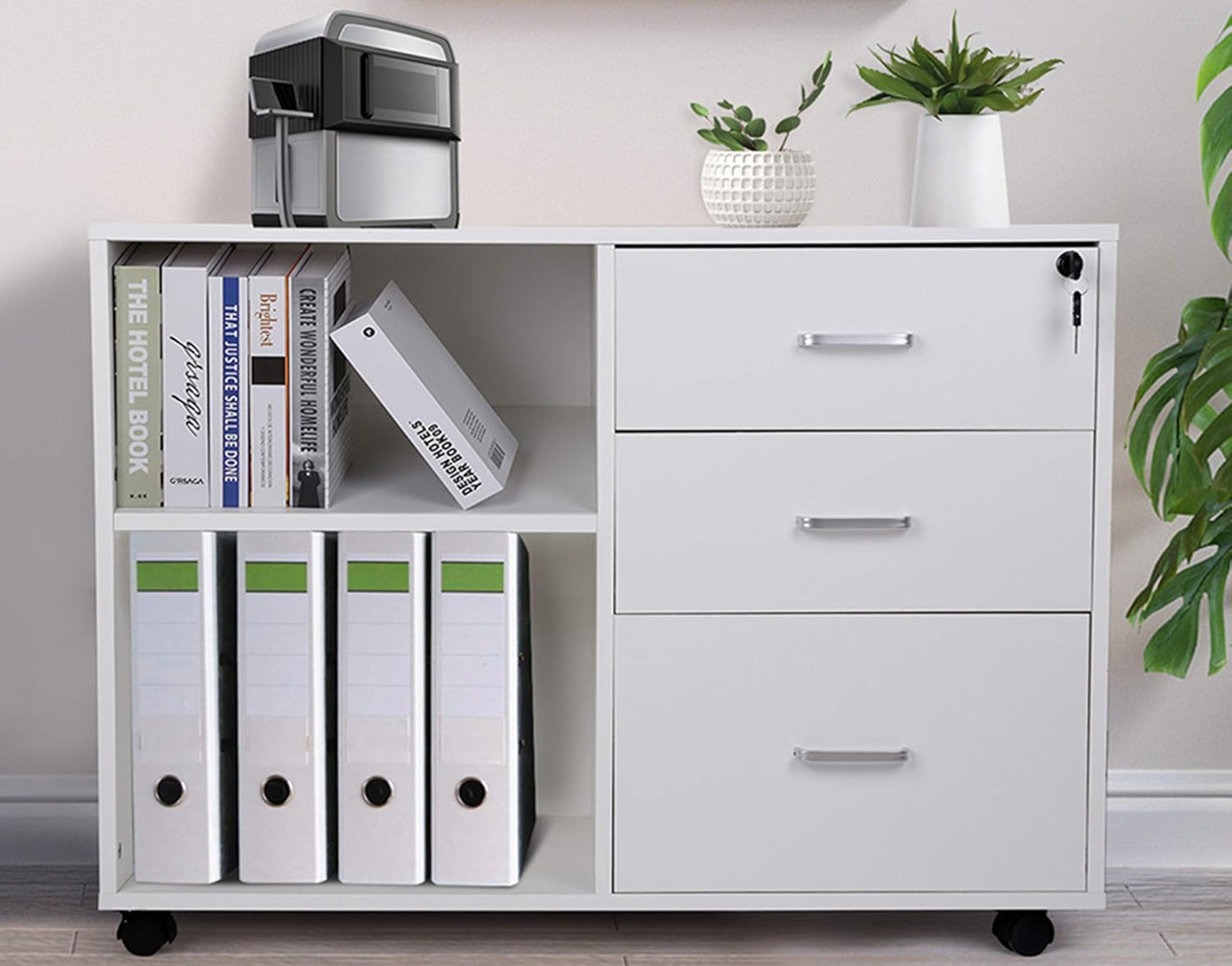 TUSY Mobile Storage with 3 Lockable Drawers & 2