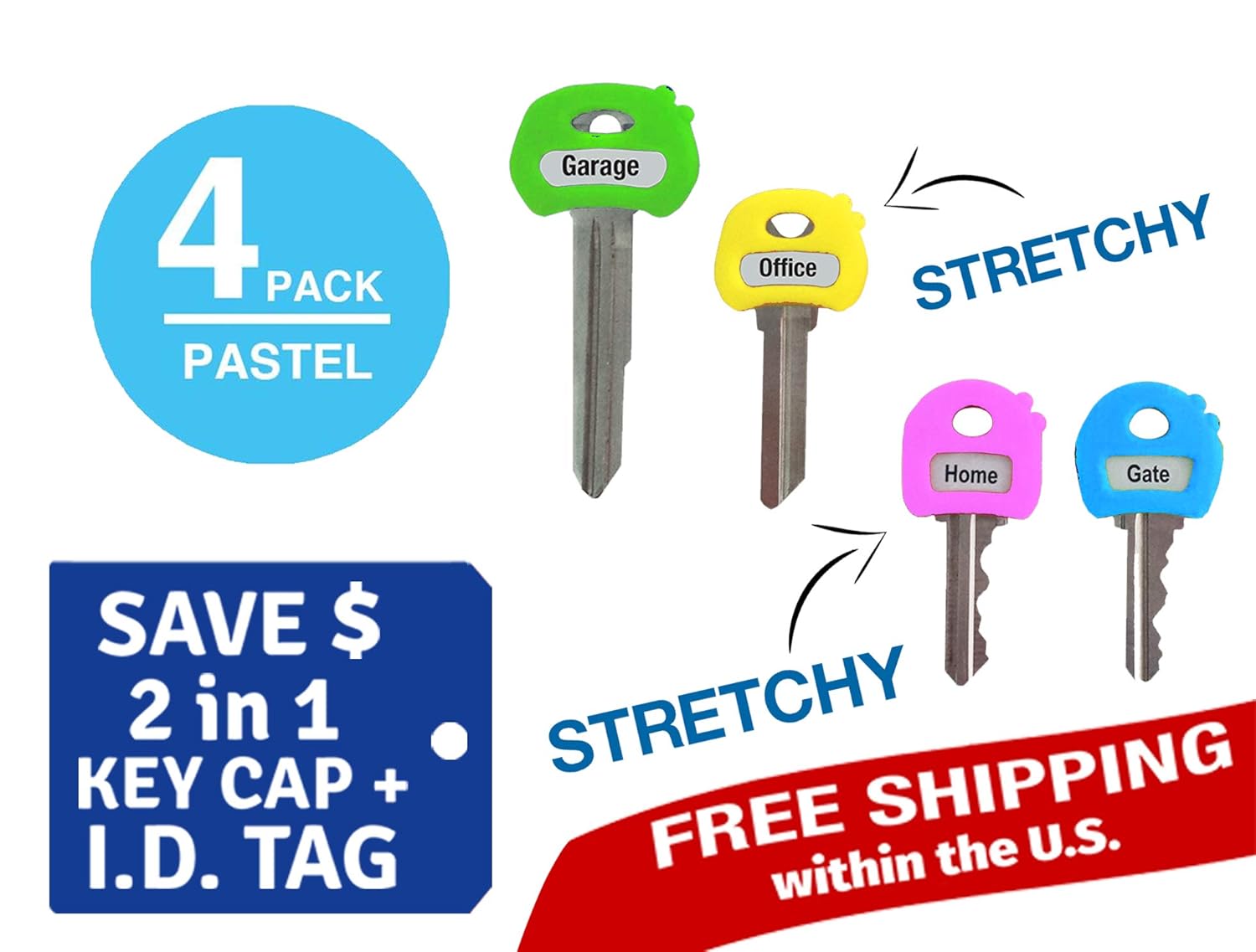 Key Caps Tags Stretchy AllinOne Key Cover & Tags ONE Size FITS Most Keys Includes Blank
