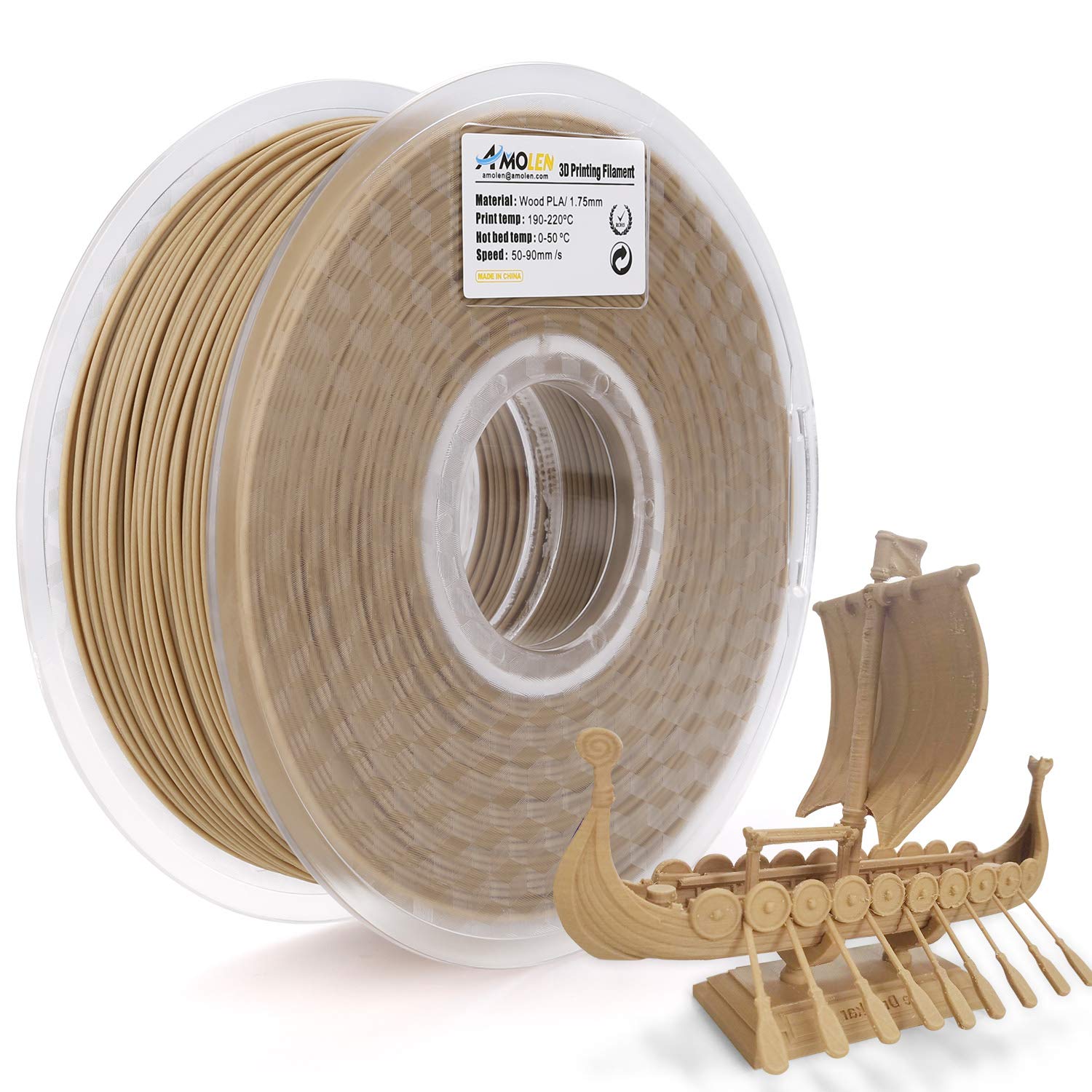 AMOLEN 3D Printer Filament, Wood Color PLA Filament Amazon.co.uk