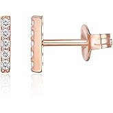 PAVOI 14K Gold Plated 925 Sterling Silver Stud Earrings for Women - Dainty Geometrical Bar Triangle Heart Earrings - Valentines Day Trendy Jewelry