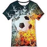 uideazone Boys Girls 3D Graphic Printed T-Shirt Crewneck Short Sleeve Tees 6-14 Years