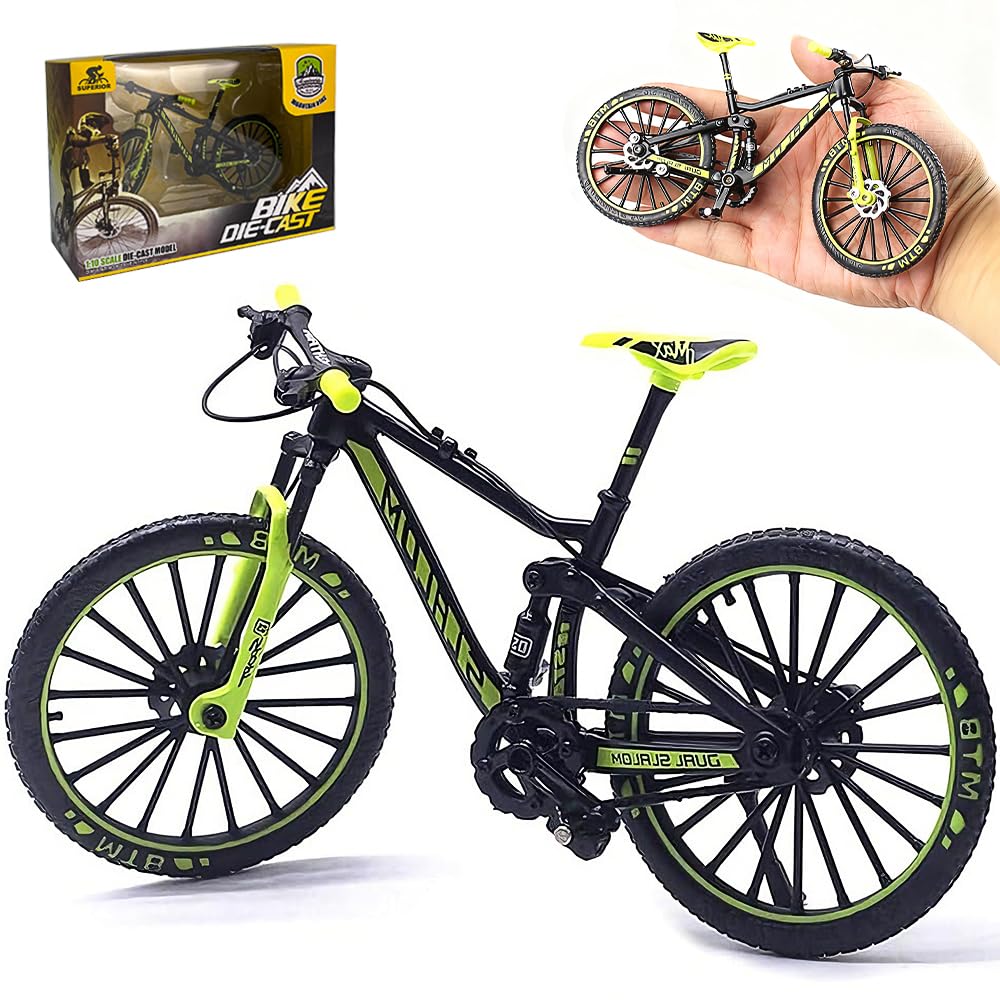RNPKZ Finger Mountain Bike 1:10 Scale, Mini Finger Bike, Miniature Mountain Bike Model, Finger Bicycle Model for Kid Adult Home Office Tabletop Decor, Stress Relieving, Educational Game & Collectible