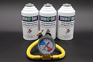 CMEBIZ Vehicle AC Refrigerant | R134a Replacement | 3 6oz Cans with Piercing Valve for AC Recharging