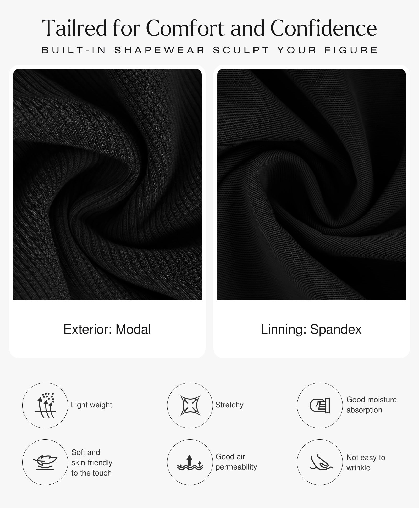 Popilush Dress Long Sleeve Midi Bodycon Dresses for Women Square Neck Shapewear Tummy Control Built-in Bra Party