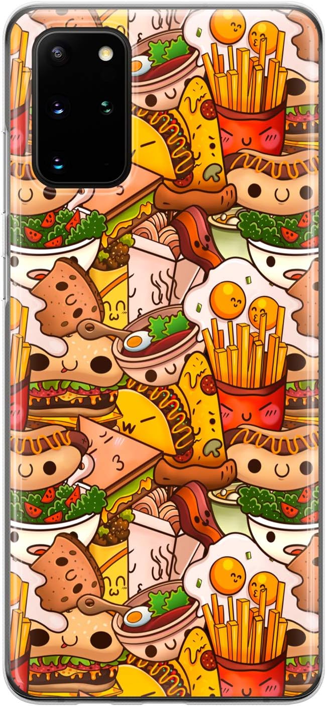 Lex Altern TPU Case Compatible with Samsung Galaxy S21 Note 20 Plus S20 Ultra S10 5G 9 Lightweight Flexible Protective Print Junk Food Slim Hot Dog Kawaii Eggs Fries Burger Silicone Cover phh516