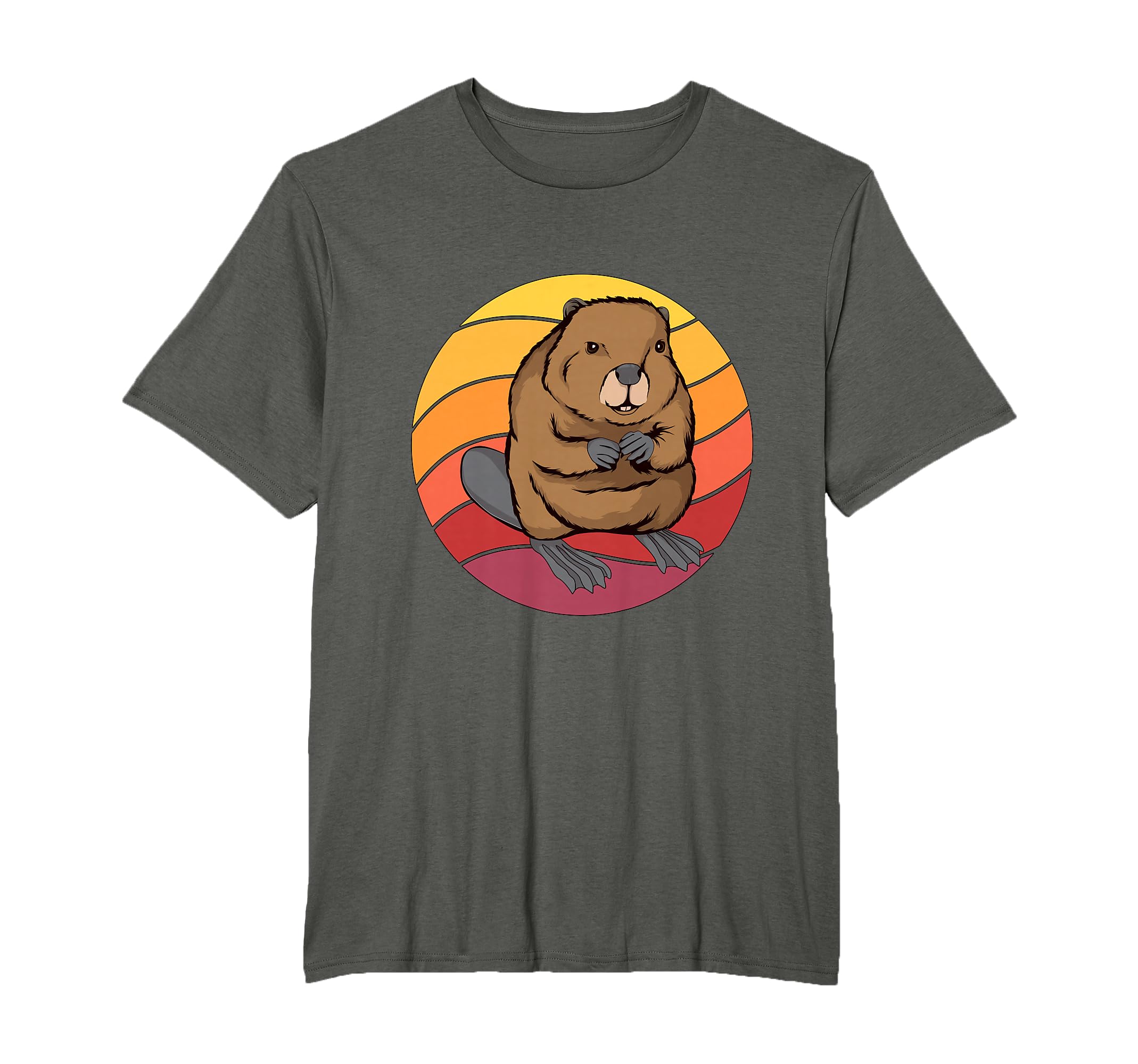 Beaver Retro Sunset Rodent Beavers T-Shirt