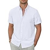 Lion Nardo Linen Shirts for Men Short Sleeve Linen Button Down Shirts Hawaiian Shirt for Men Beach Shirts Summer Shirts