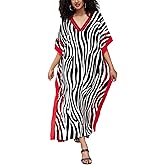 Kaftan Dresses for Women V-Neck Print Swimsuit Cover Up Plus Size Beach Caftan Lounge Dress