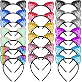WXJ13 20 Pieces Cat Ears Headbands Reversible sequin headband Cute Cat Headbands