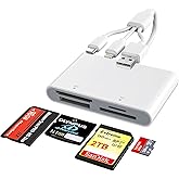 Memory Stick Pro Duo Adapter - 4-in-1 Multi Memory Card Reader with Triple Lightning/USB-C/USB-A for SD/Micro SD/MS/xD-Picture-Card, Sony Cybershot Memory Stick Pro Duo Adapter for iPhone/Android/PC