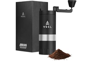 VSSL Java G45 Manual Coffee Grinder | Coffee for Camping | Bean Grinder | Travel Pour Over | Stainless Steel Conical Burr | ~ 45 Gram Capacity | Extendable Grind Handle | 50 Grind Settings | Black