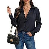 MISMI Satin Silk Button Down Shirts for Women Dress Shirts Casual Loose Long Sleeve Blouse Business Work Tunic Tops