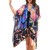 Isurrender Kimonos for Women Lightweight Swimsuit Coverup Boho Floral Beach Cover Ups for Swimwear Casual Summer Cardigan