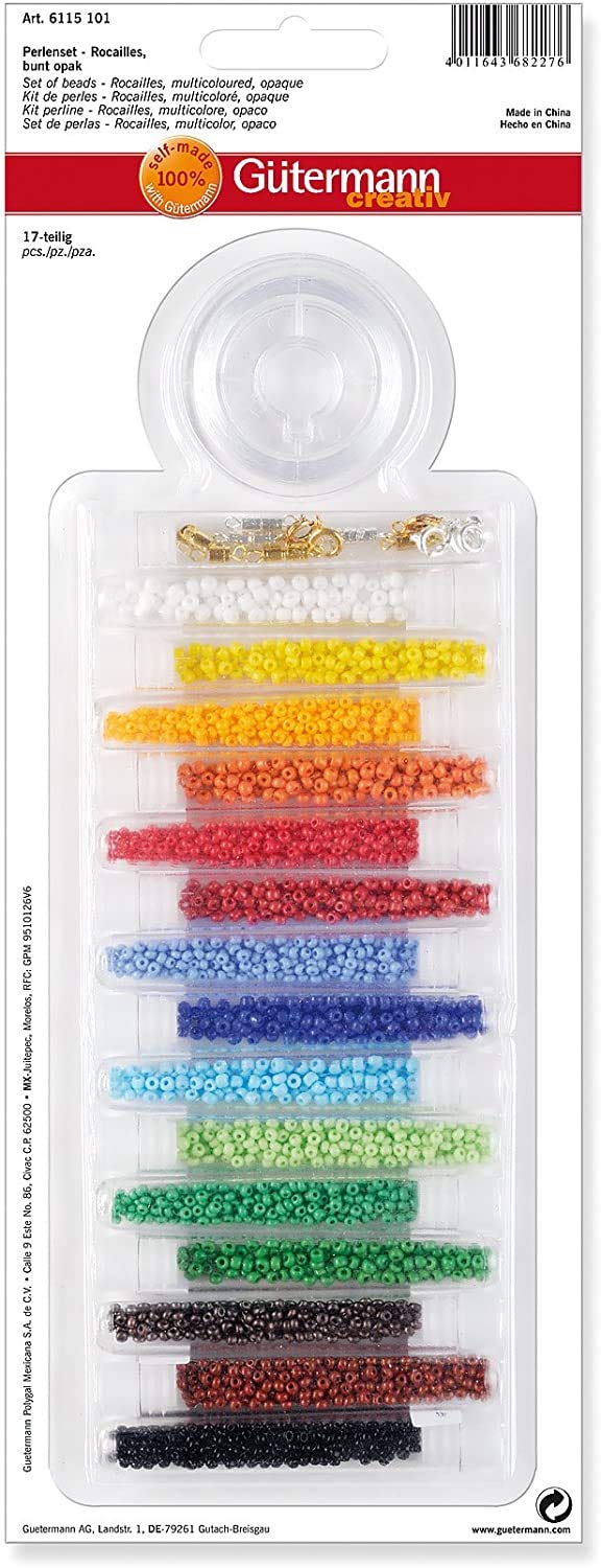Knorr Prandell 216115101 Seed Beads Set Diameter 2.5 mm Round Beads Mixed Opaque Colours