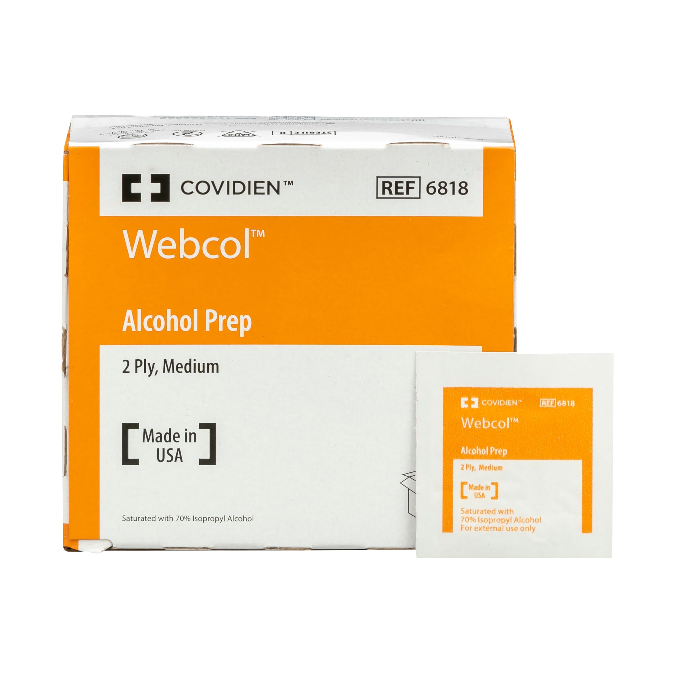 Webcol™ Alcohol Prep Pads, Medium, 2 Ply, Case of 20 cartons of 200 Pads Image