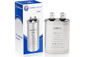 FIERRE SHANN 10 uF/MFD Capacitor for AC, 370 or 440 VAC CBB65 Dual Run Oval Capacitors for AC Motor Run, Fan Start, Condenser Straight Cool, Heat Pump, Air Conditioner, and Pool Pump (Oval)
