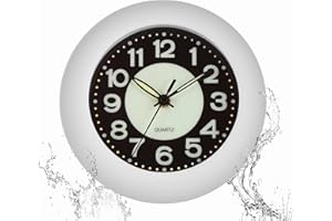 LXSZRPH Bathroom Clock Waterproof for Water Spray, Shower Clocks Analog, Large Screen, Non Ticking Silent, Luminous, Table Stand, Wall Mounted Clock for Home, Office, Pool, Spa, Restaurant (White)