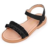 PANDANINJIA Girls Sandals, Open Toe Cute Bow Princess Girls Flats, Sparkly Summer Dress Shoes Sandals for Toddler/Little Kid/Big Kid