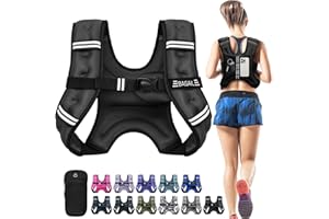 BAGAIL Weighted Vest, 5lb/8lb/10lb/12lb/15lb/20lb/25lb/30lb Weight Vest for Walking & Weight Loss, Reflective Rucking Vest with Phone Pouch for Women & Men, Home Gym & Outdoor Training