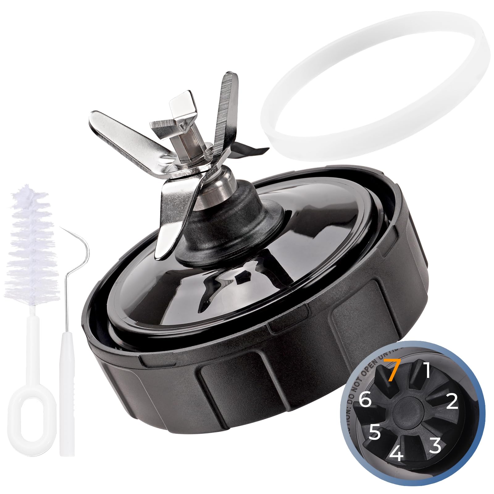 Photo 1 of 7 Fins Blender Blade Replacement Parts for Ninja,Extractor Blade Assembly Compatible with Ninja BN401 BN701 BN751 BN801 BL480-30 BL642-30 BL682 BL687 NN102 BL2012,with Hook, Brush, Rubber Gasket