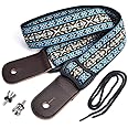 CLOUDMUSIC Tenor Concert Soprano Baritone Ukulele Strap Coloful Hawaii Floral Jacquard For Adult Size And Kids(Hawaiian Blue)