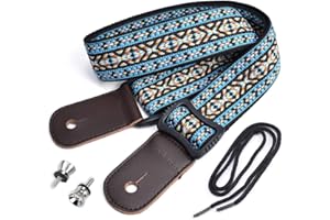 CLOUDMUSIC Tenor Concert Soprano Baritone Ukulele Strap Coloful Hawaii Floral Jacquard For Adult Size And Kids(Hawaiian Blue)