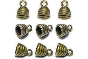 HEATHER'S CF Bronze Round Tassel End Caps 50 pcs Barrel End Caps Flat Leather Cord End Caps Bracelet Making Supplies Leather Bracelet Making Kit Silver Cord End Cap Kumihimo Kit