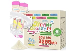 EYHBQIA Colostrum Supplement Powder - Grass Fed Bovine Colostrum with Hyaluronic Acid, 60% IgG, Biotin & Zinc | Unflavored, 40-Serving Packets| Supports Gut Health, Immune System, Beauty & Hair Growth