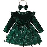 Kucnuzki Baby Girl Clothes Fall Holiday Party Velvet Tulle Dress Winter Cute Long Sleeve Toddler Girls Birthday Dresses