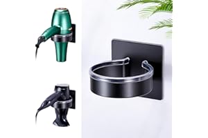 WAYASI Blow Dryer Holder Wall Mounted, hairdryer Holder for Bathroom, Blow Dryer Organizer, Hair Tool Organizer Wall Mount, Adhesive Hair Dryer Storage for Bathroom Barber Shop (Black)