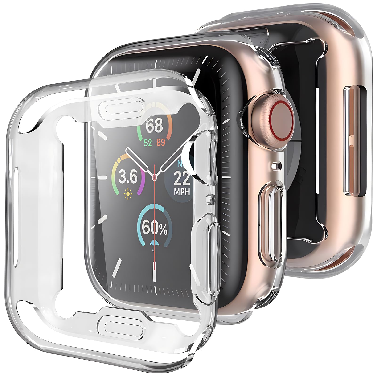 Whioltl 3 Pack Case for Apple Watch Series 6 SE Series 5 Series 4 44mm Screen Protector, Transparent Cover Compatible with iWatch 6/5/4/SE Series, Clear Soft TPU Overall Protective Anti-Scratch Bumper
