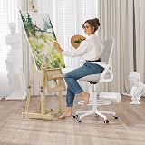 Naspaluro Drafting Chair Tall Ergonomic Office Chair with Flip-Up Armrests Grey view 2
