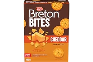 Breton Cheddar Bites Crackers - Light, Crispy, and Cheesy Bite-sized Snack Crackers baked with Real Cheddar, For School, Lunc