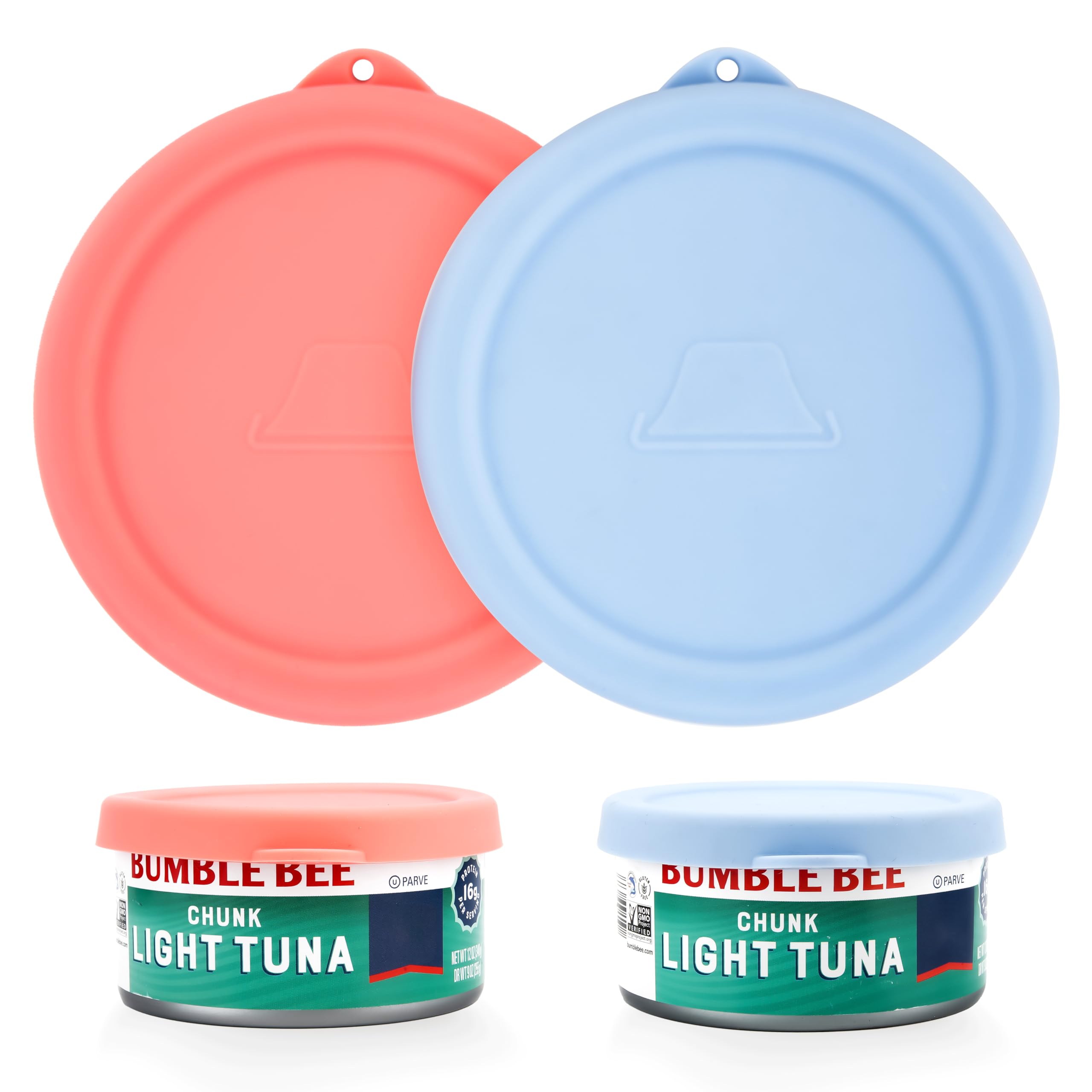Photo 1 of 2PCs 4-inch/9.5cm Silicone Can Lids for Bumble Bee | StarKist | Chicken of the Sea 12oz Tuna Can | Don Francisco's Coffee Can 12oz, Can Covers for 4.0-inch Canned Goods, Dishwasher Safe (Lids Only)