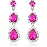 Vintage Rhinestone Teardrop Dangle Earrings Long Dangling Drop Earrings Crystal Chandelier Earrings for Women Wedding Bridal Prom