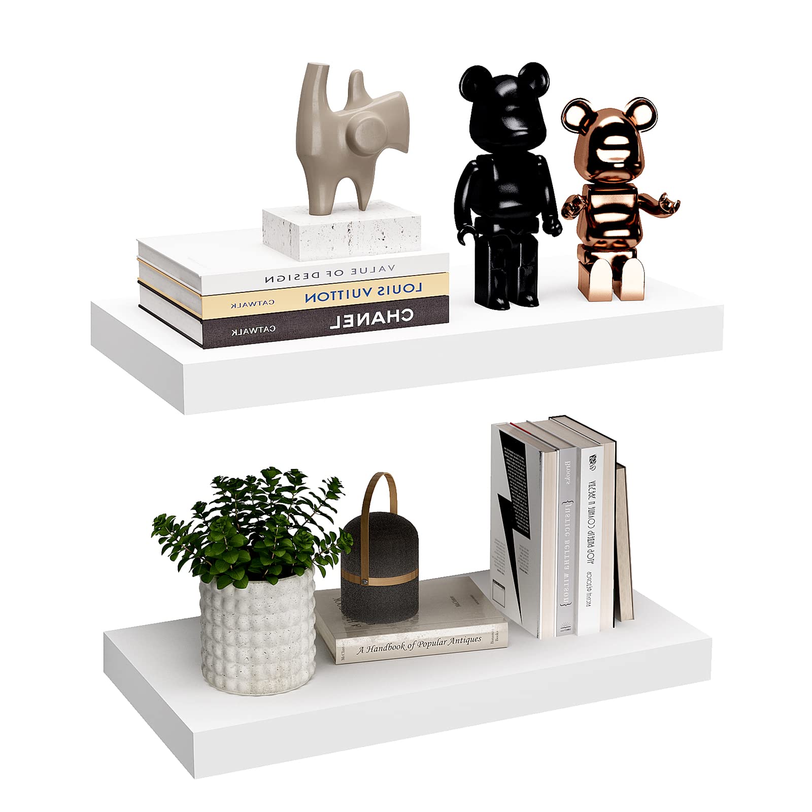 Photo 1 of **MISSING HARDWARE**WELLAND 12" Deep White Floating Shelves 2 Pack, Wall Shelf Display Floating Shelf, 23.62" L x 11.81" D x 2" T, Deeper Than Others, White