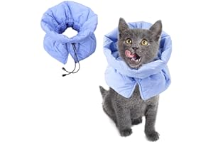 FACULX Cat Recovery Collar, Soft Adjustable Cat Cone Alternative, Lightweight Waterproof Fasteners Collars for Cats Kittens Puppies, After Surgery Stop Licking and Daily Use (Neck girt 5.5"-9.8") (Blue)
