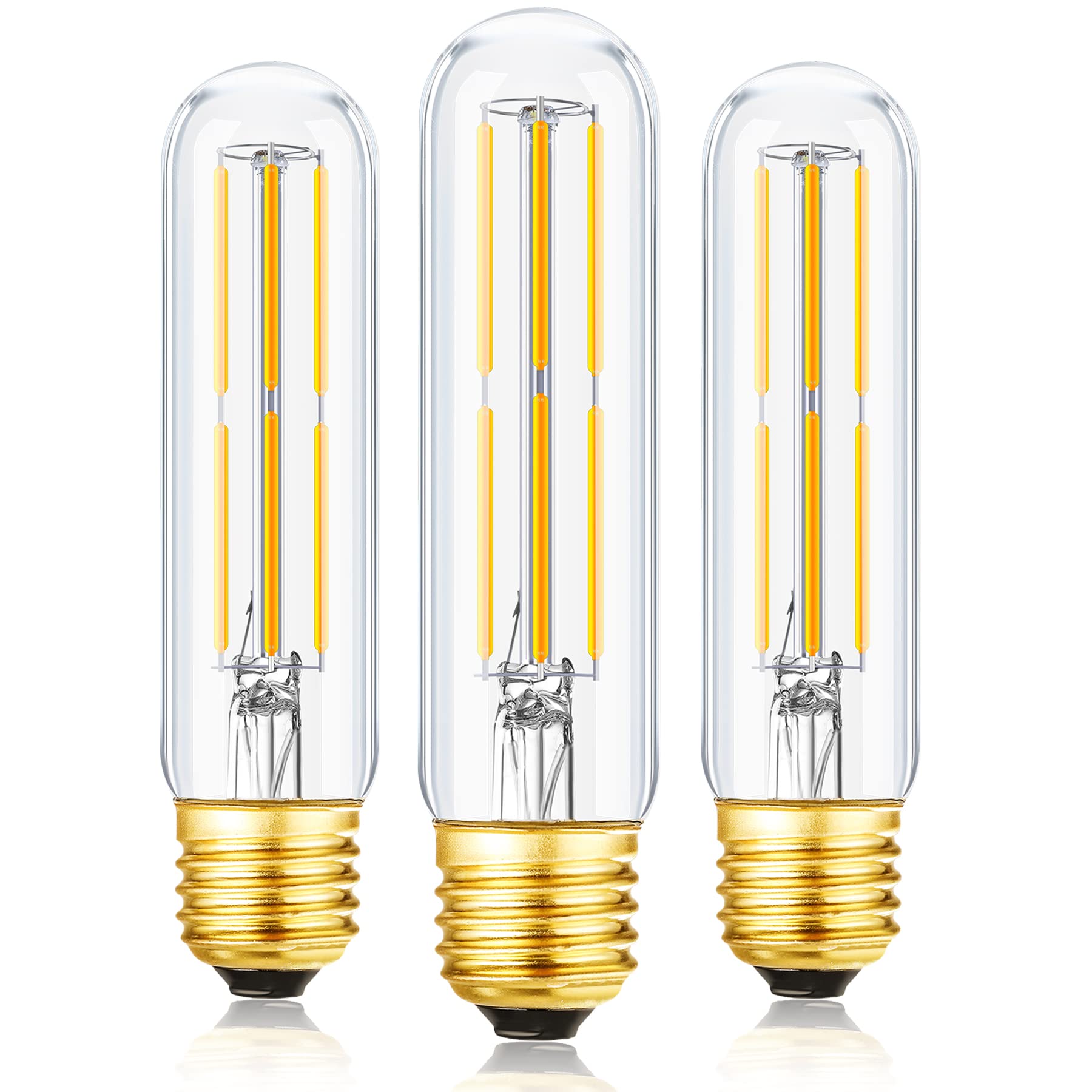 Photo 1 of T10 Led Bulb,Dimmable 6W Led Tubular Bulbs, Soft White 3000K, 60 Watt Incandescent Bulb Equivalent, 3000K Soft White, Clear Glass, E26 Base Lamp Bulb, for Cabinet Display Cabinet etc,3 Pack.
