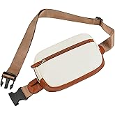 GAEKEAO Fanny Packs Belt Bag for Women Everywhere Waist Packs Vegan Leather Crossbody Bags with Adjustable Strap(Beige with Brown)