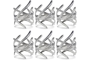 DII Napkin Rings for Weddings, Dinners, Parties, or Everyday use, Set of 6, Silver Branch