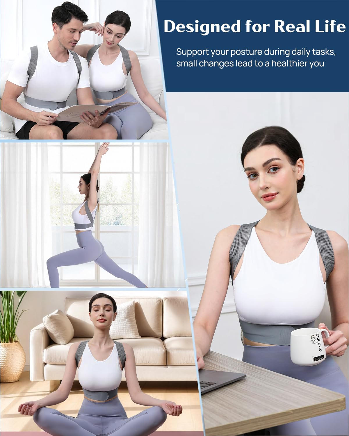 OFIR Revolutionary Upper Back Brace Posture Corrector for Women & Men, Effective Back Straightener Posture Corrector for Men, Support Shoulder Neck and Spine for Scoliosis, Hunchback, L(UnderBust 31.5-39.5