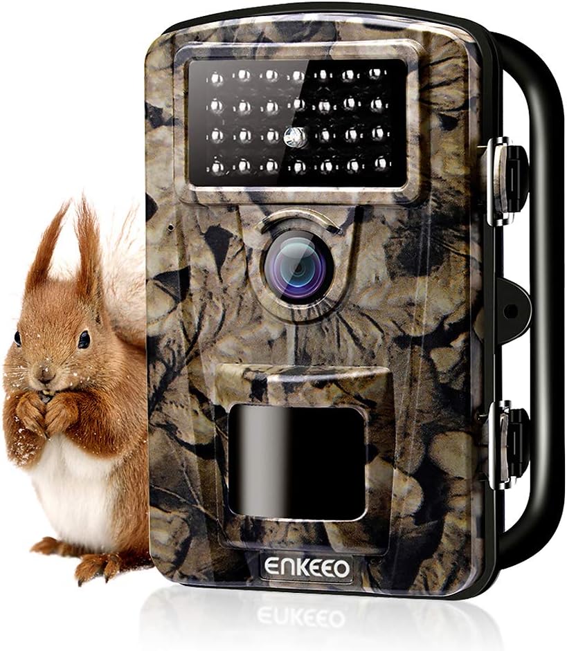 ENKEEO Trail Camera 1080P 12MP HD Wildlife Hunting Camera, IP66 Waterproof Game Cam with 28Pcs 940nm Infrared IR LEDs Night Vision, 110°Wide Angle, 0.2s Trigger Speed, 2.4'' LCD Display