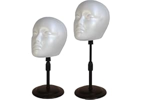FASHION DO 2 PACKS Adjustable wig or hat styrofoam mannequin head holder stand (13”to 17”)