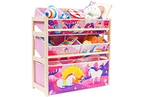 Kids Toy Book Storage Organizer Large Capacity Space Saver Toy Storage Shelf With 6 Storage Boxes, Ideal For, Children's Room