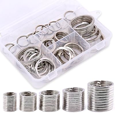 Swpeet 60 Pcs Multi-Purpose Metal Keychain Rings - Assorted Sizes