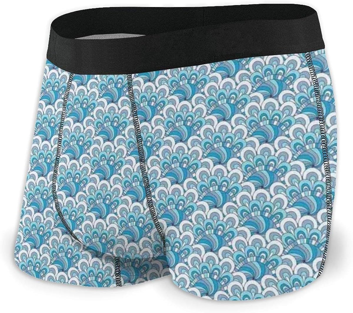 Herren Boxer Slips, Vintage Blumenmuster mit wirbelnden Linien Spiralen