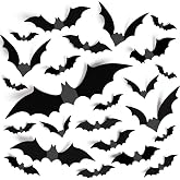 TDHDIKE Halloween Bats Decorations Wall Decor 140pcs Black PVC Bat Stickers | Halloween Reusable Indoor Outdoor Decorations, Creepy Home Bathroom Party Supplies
