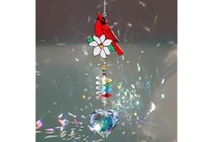 GWAHSA Cardinal Suncatcher, Red Bird Gift for Women Windows Hanging Crystals Sun Catchers Ornaments for Home Office Decor Valentines Mothers Day Memorial Gifts