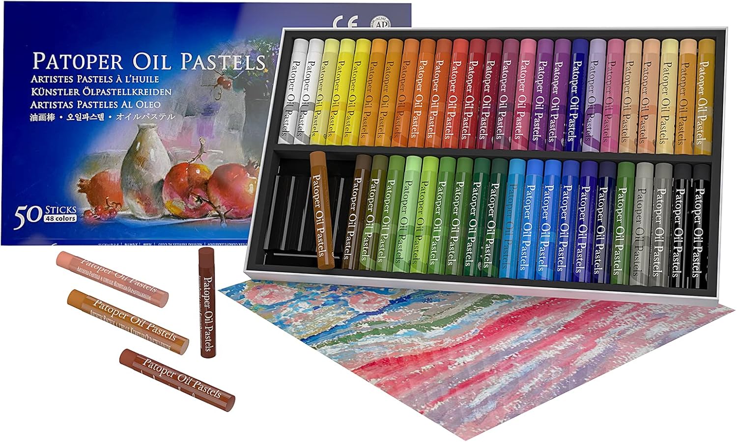 Soft Oil Pastels Set, Artist Drawing Pastel Painting Art Crayons Sticks Round Crayons Sticks Non Toxic Art Supplies for Kid Adults Student Beginner Colouring 50 Colors : Office Products